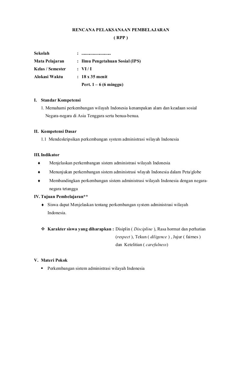 Rpp Ips Kelas Vi Ktsp Rpp Ips Kelas Vi Ktsp
