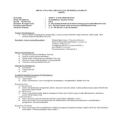 RPP BAB V QURBAN DAN AQIQAH