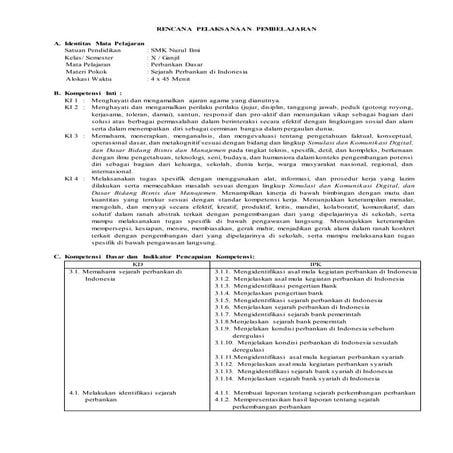 RPP Perbankan Dasar Kelas X SMK Kompetensi Keahlian Perbankan Syariah
