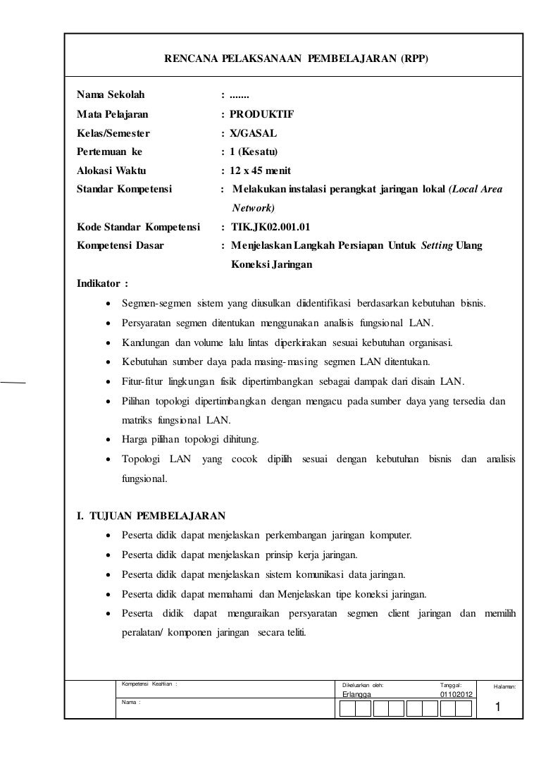 Rpp Jaringan Dasar