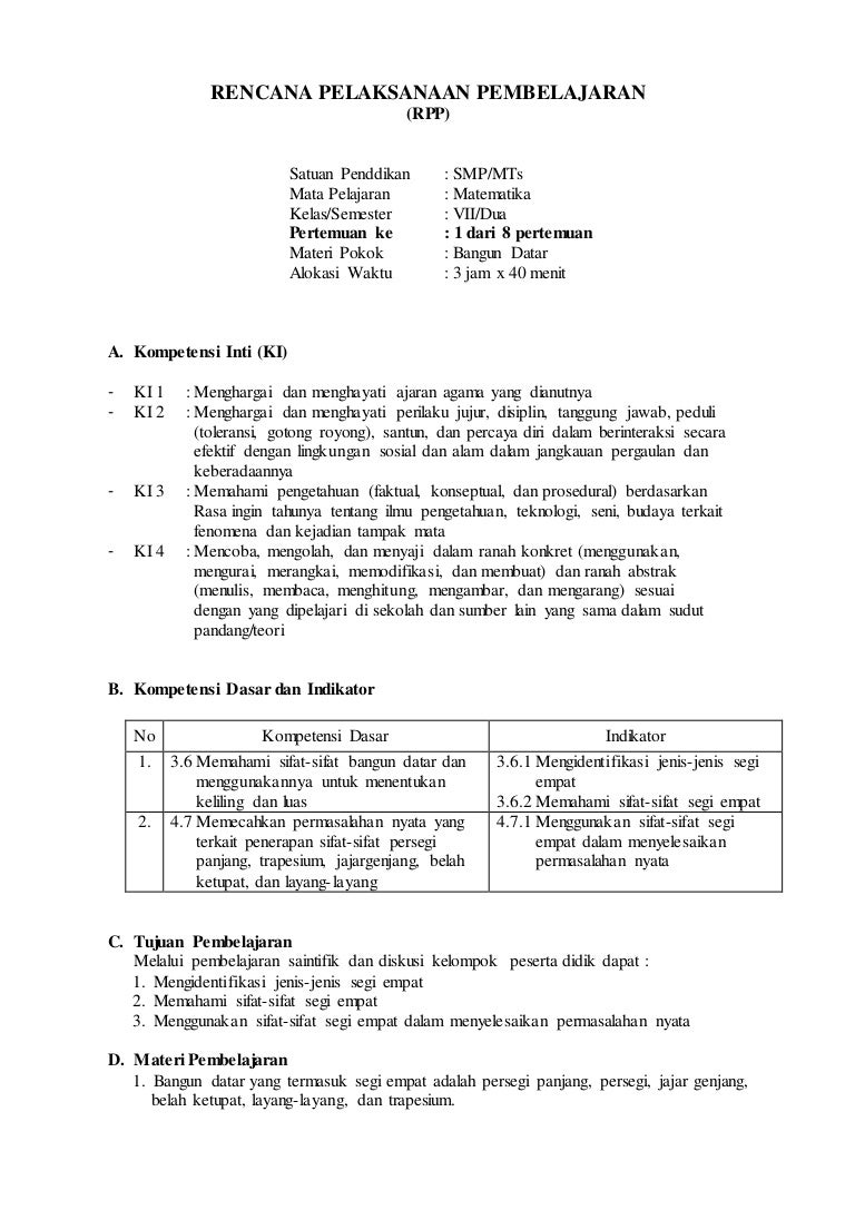 rpp problem solving matematika sd