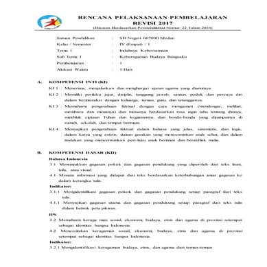 RENCANA PELAKSANAAN PEMBELAJARAN KELAS IV 
