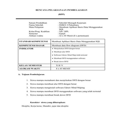 Rpp membuat aplikasi basis data menggunakan sql kd3