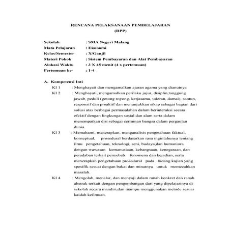 RPP EKONOMI SMA X kd 3.6