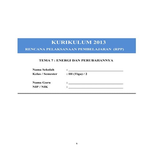 Rpp kelas 3 tema 7 energi dan perubahanya 