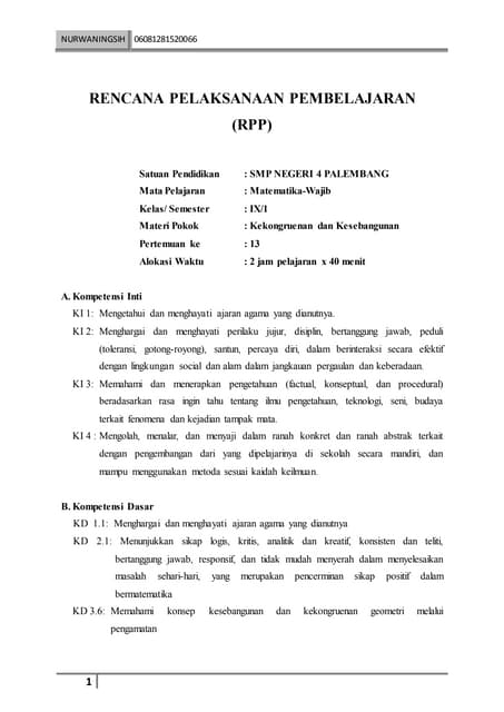 Rpp  kesebangunan dua segitiga nurwaningsih