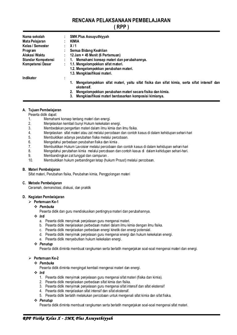 Rpp Kimia X