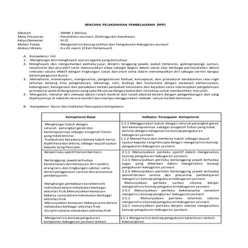 Rpp kls xi kurikulum 2013 penjas | DOCX