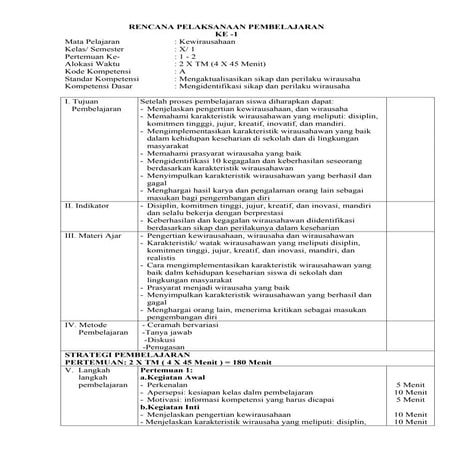 contoh RPP Kewirausahaan Kelas X Smstr 1 0910 (1).doc