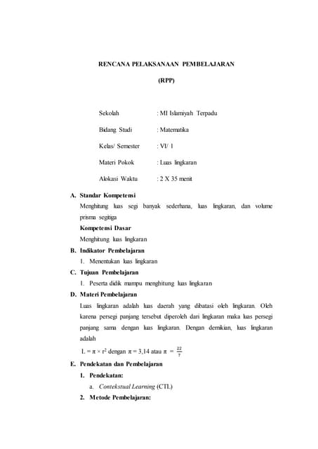 RPP MATEMATIKA KELAS 6