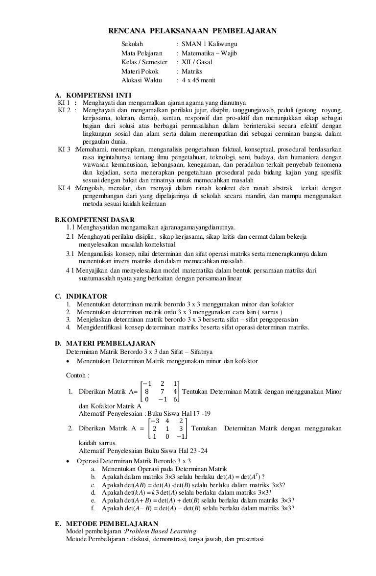 Rpp Matematika Wajib Sma Kls Xii A