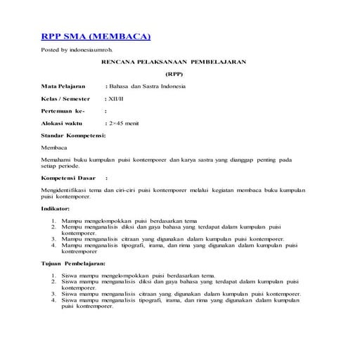 Rpp membaca puisi