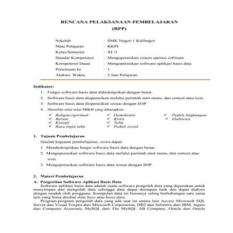 Rpp mengoperasikan softwarebasisdata sem 4