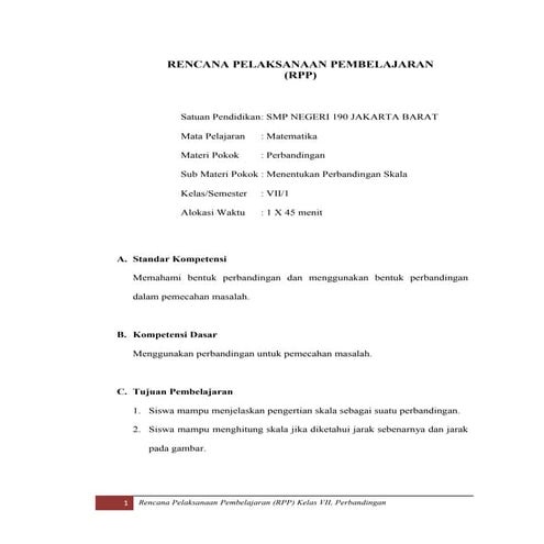 Contoh RPP Pelaksanaan Micro Teaching PGMI UIN Jakarta | DOCX