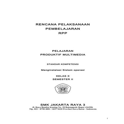 Rpp menginstalasi sistemoperasikelasxsemesterii | DOC