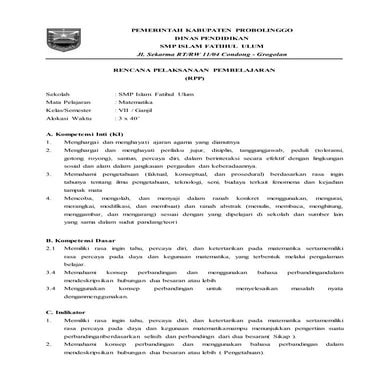 RPP PERBANDINGAN VII KURIKULUM 2013