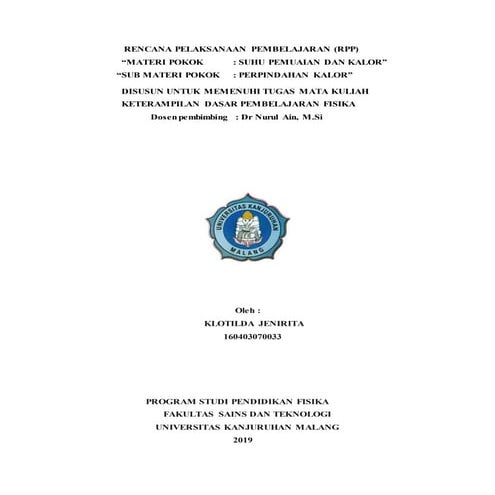 Rpp perpindahan kalor