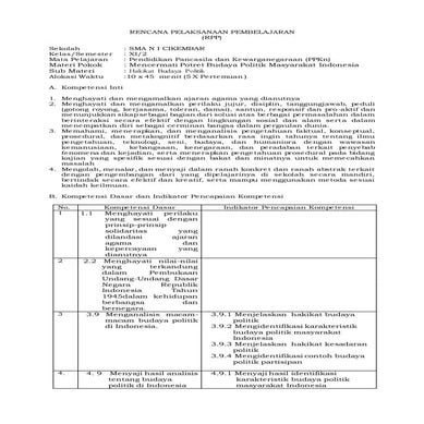 Rpp ppkn sma xi bab 9 pertemuan 1