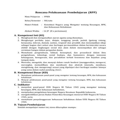 Rpp ppkn xii bab 2 | DOCX