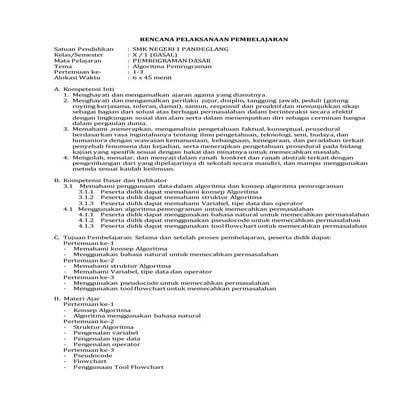 Rpp pemrograman dasar kelas 10 semester ganjil