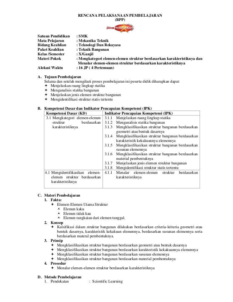 Rpp Revisi 2016 Mekanika Teknik X Smk Rpp Diva Pendidikan