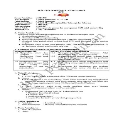 Rpp revisi 2016 teknik pemesinan cnc xii smk   rpp diva pendidikan