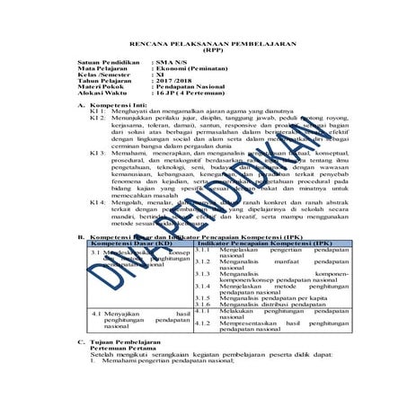Rpp revisi 2017 ekonomi kelas 11 sma