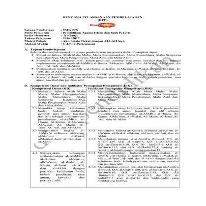 Rpp revisi pendidikan agama islam & bp x smk rpp diva pendidikan