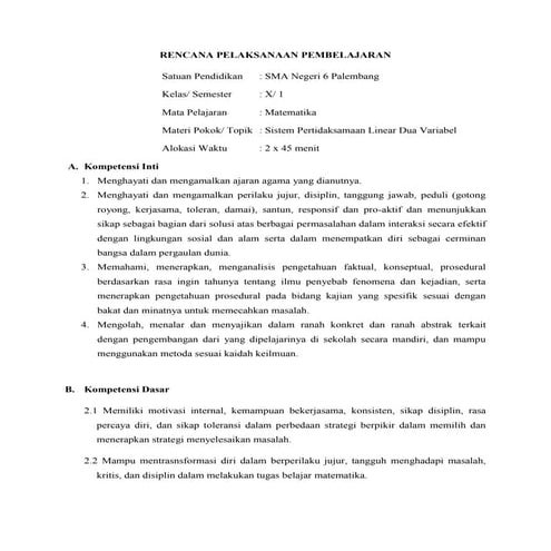 Rpp sistem pertidaksamaan linear dua variabel