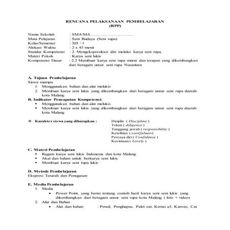 Contoh Rpp sma kelas 12 semester 1 ktsp | DOCX