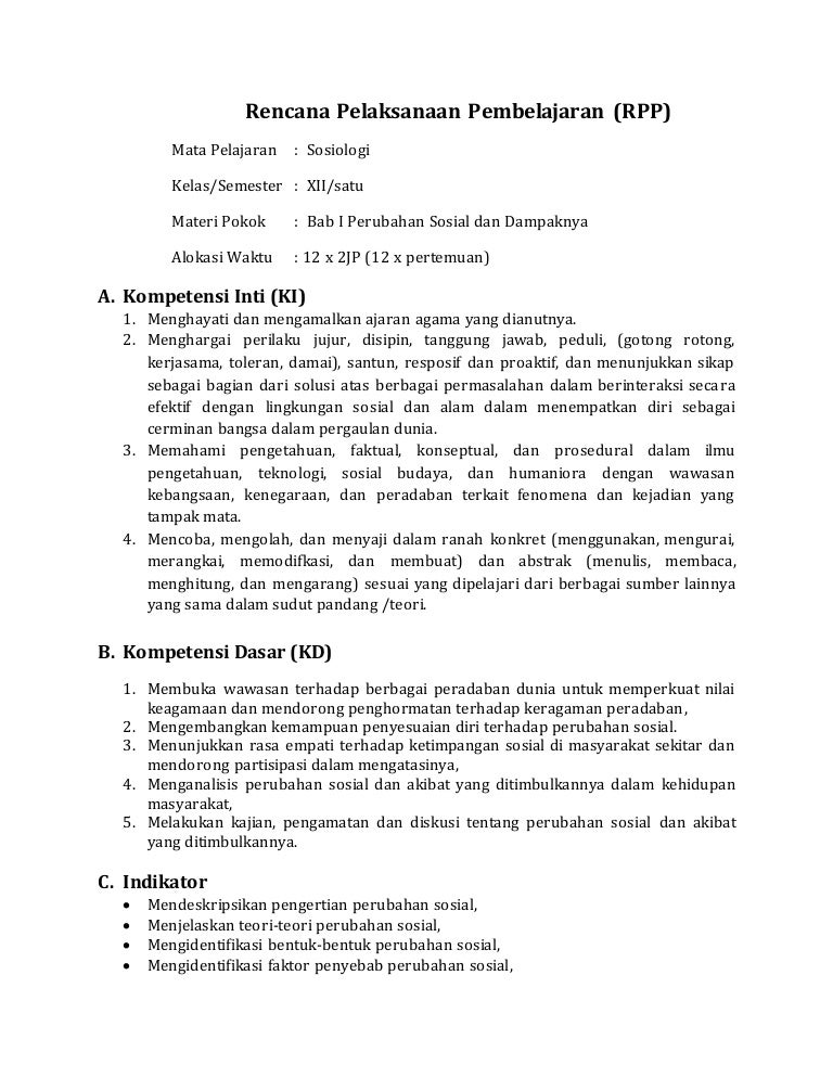 Rpp Sosiologi Xii Bab 1