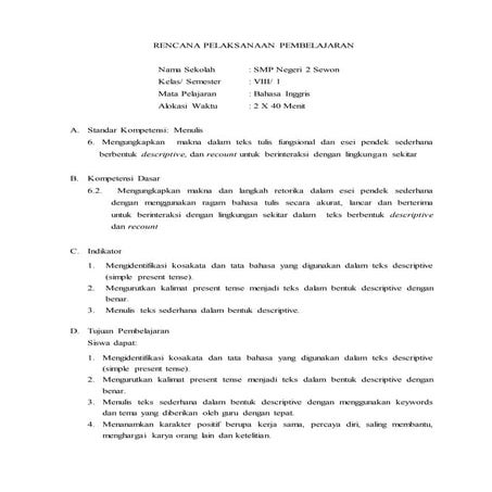 Rpp viii semester 1 kd 6.2 [writing]