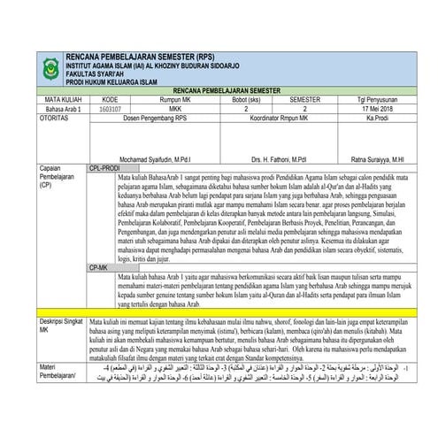 Modul pembelajaran Bahasa Arab kelas 9 MTs (semester ganjil) | PDF