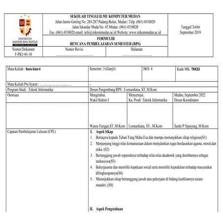 RPS BASISDATA II - TEKNIK INFORMATIKA.doc