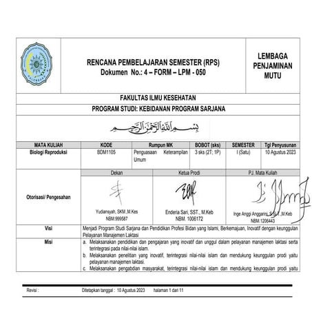 RPS Biologi Reproduksi untuk dosen.doccccc | DOC