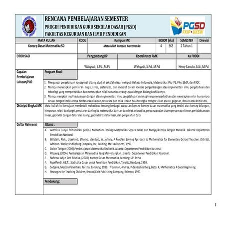 Rps konsep dasar matematika sd