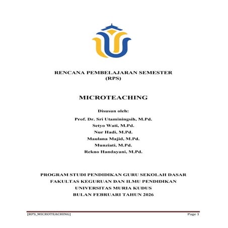 RPS Microteaching S1 PGSD Universitas Muria Kudus | PDF