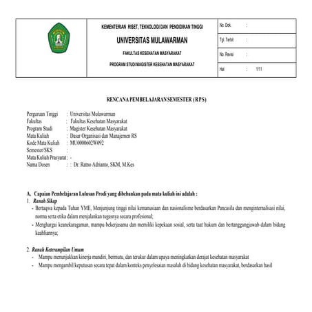 RPS MU0000602W092-Dasar Organisasi dan Manajemen RS.docx