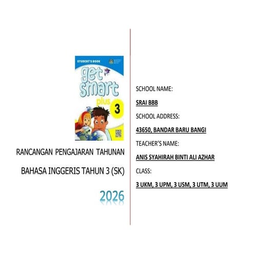 SAMPLE RANCANGAN PELAJARAN TAHUNAN ENGLISH YEAR 3 2026 | PDF