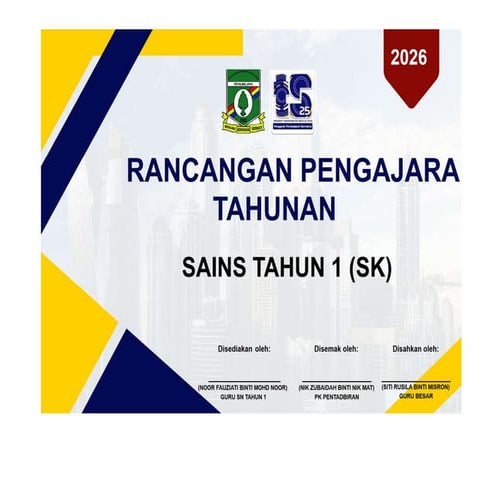 RPT Sains Tahun 1 (SK) 2026: Kemahiran Saintifik dan Sains Hayat | PDF