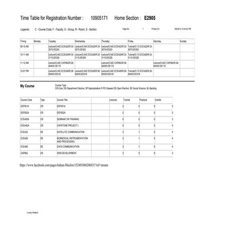 Rpt timetablestudent