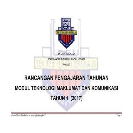 RPT Modul TMK tahun 1 2017 | PDF