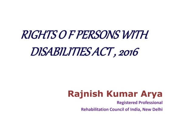 Rights of Persons with Disabilities- Types of 21 Disabilities.pptx