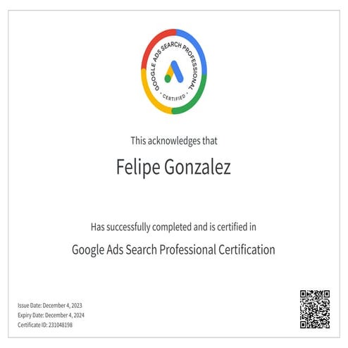 Google Ads Search Professional Certification Agencia Marketing Branding