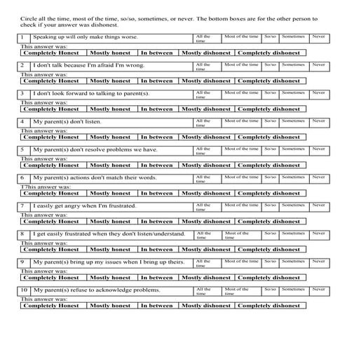 Relationship quiz for children | DOCX