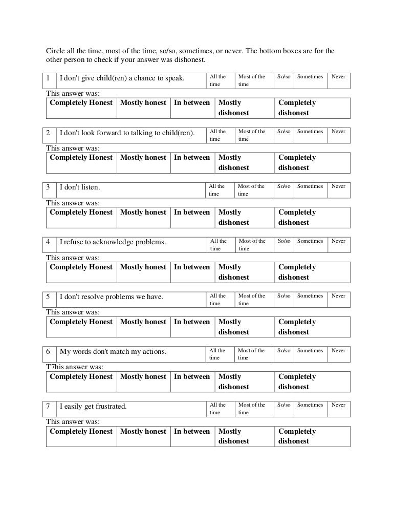 Relationship quiz for parents