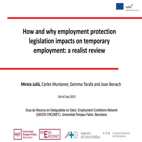 How and why employment protection legislation impacts on temporary employment...