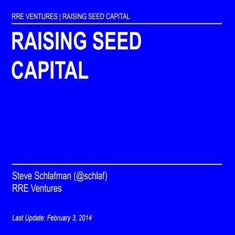 RRE Ventures   Raising Seed Capital