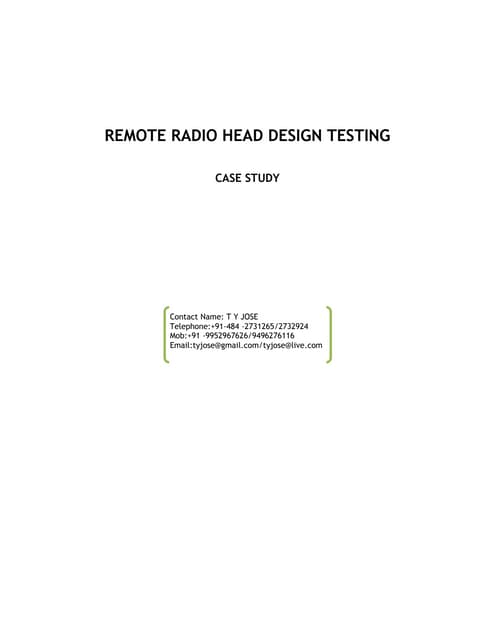 REMOTE RADIO HEAD TESTING: 5G  case study