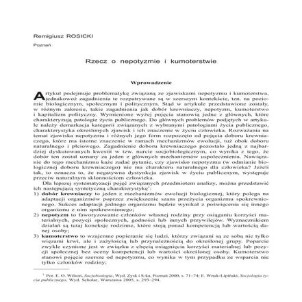 Rzecz o nepotyzmie i kumoterstwie | PDF